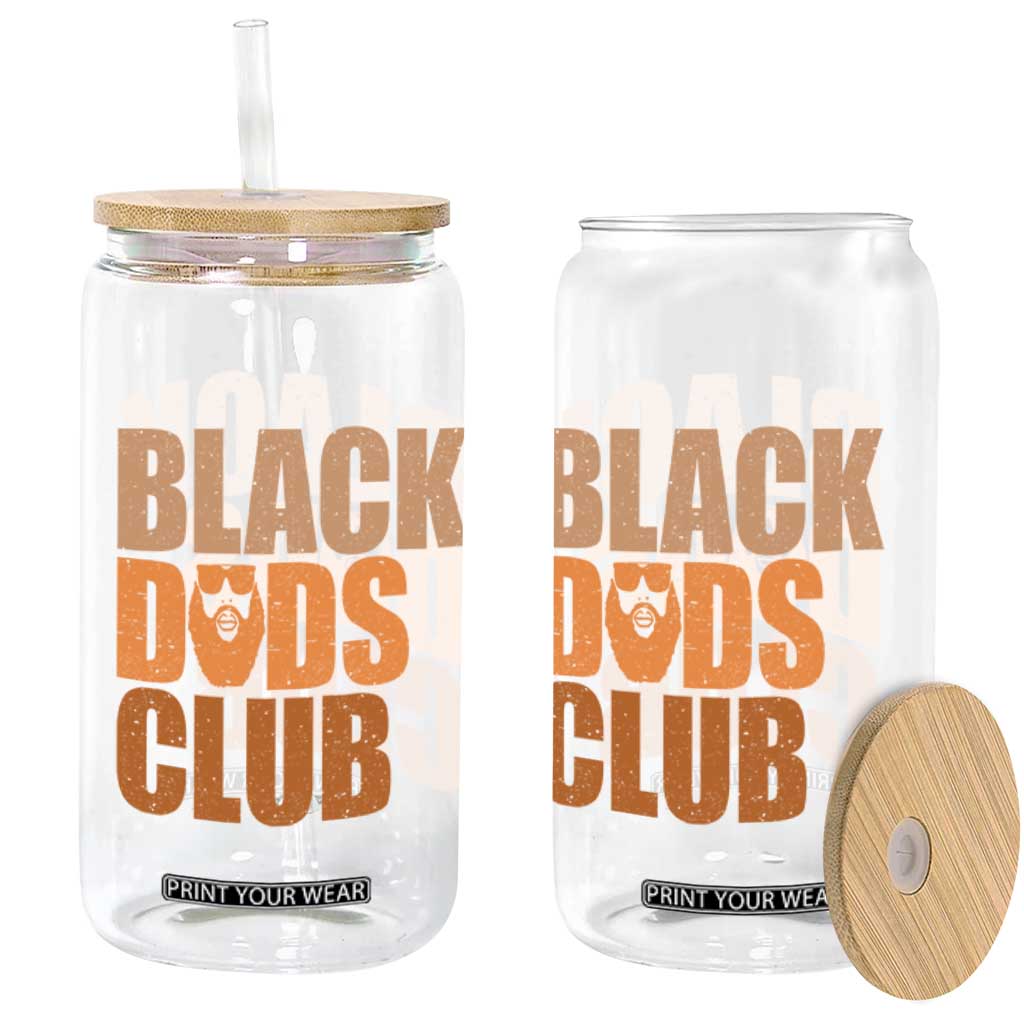 Black Dads Club Glass Can African American Fathers Day Gift