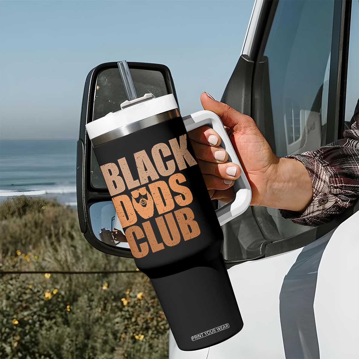 Black Dads Club Tumbler With Handle African American Fathers Day Gift