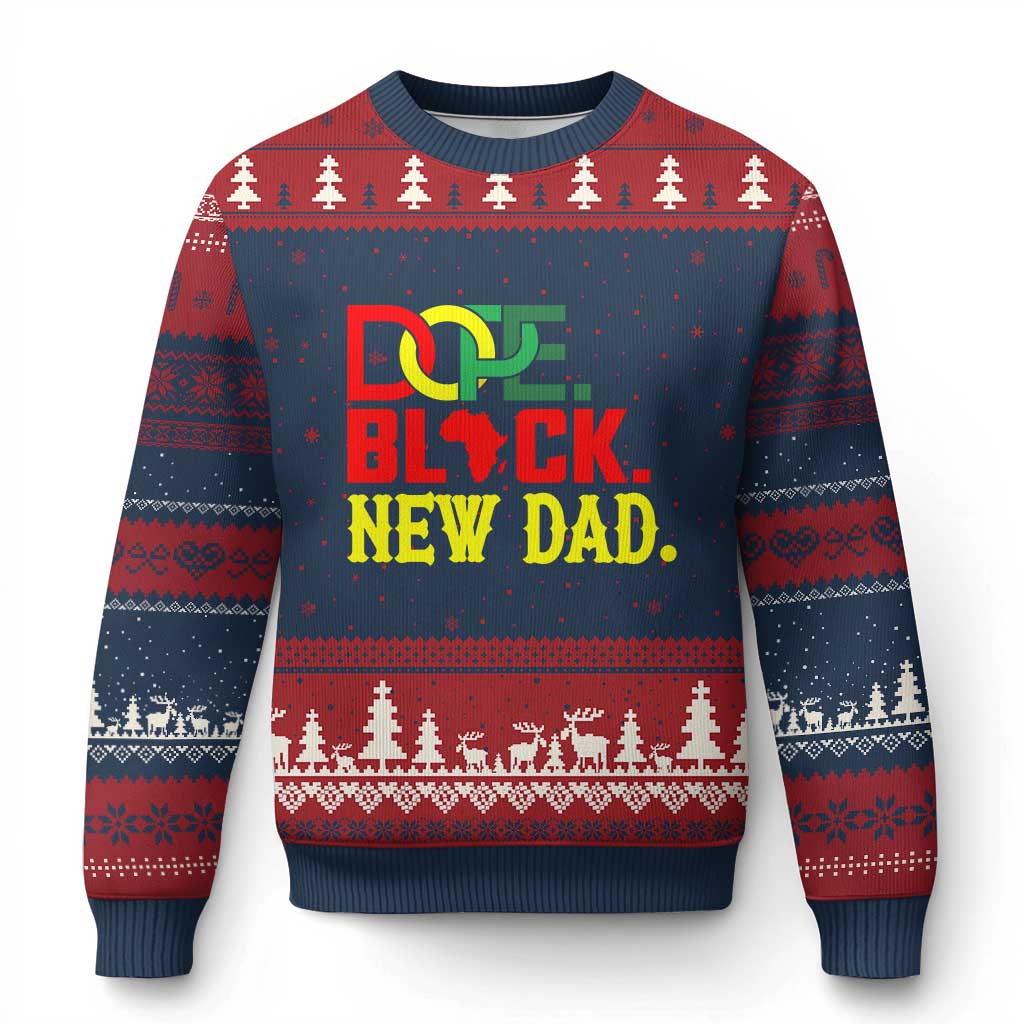 First Father's Day African American Dad Ugly Christmas Sweater New Dad Gift