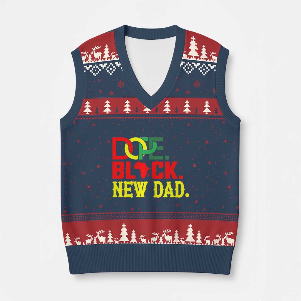 First Father's Day African American Dad V-Neck Knit Sweater Vest New Dad Gift