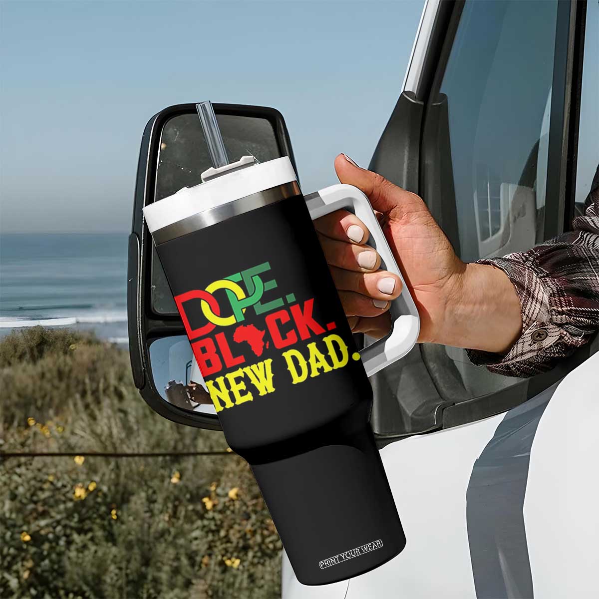 First Father's Day African American Dad Tumbler With Handle New Dad Gift