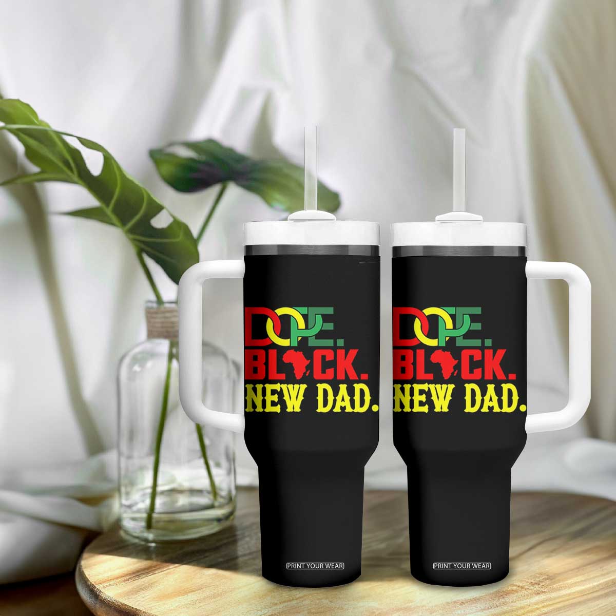 First Father's Day African American Dad Tumbler With Handle New Dad Gift