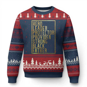 Strong Black Father Ugly Christmas Sweater Hero Leader Provider Protector Gift