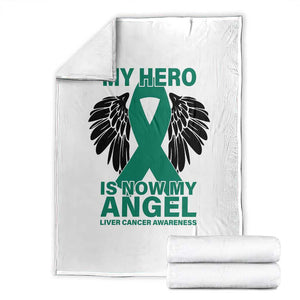 Liver Cancer Awareness Memorial Gift Throw Blanket My Hero Is Now My Angel