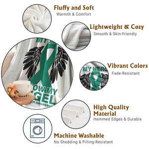 Liver Cancer Awareness Memorial Gift Throw Blanket My Hero Is Now My Angel