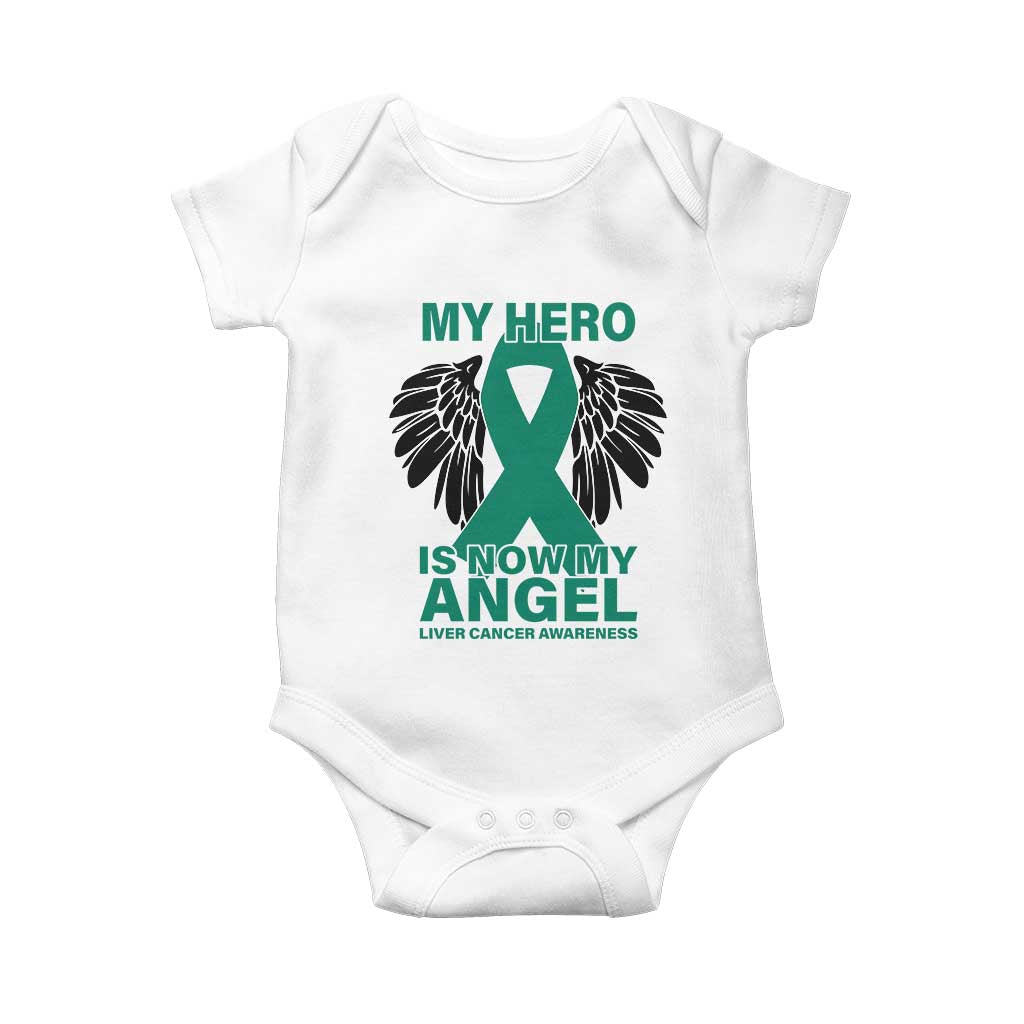 Liver Cancer Awareness Memorial Gift Baby Onesie My Hero Is Now My Angel TS12 White Print Your Wear