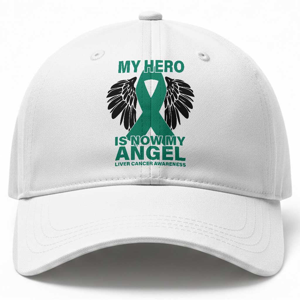 Liver Cancer Awareness Memorial Gift Baseball Cap My Hero Is Now My Angel