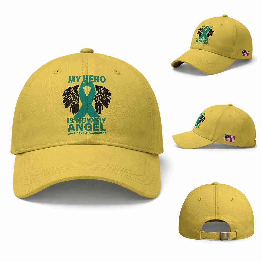 Liver Cancer Awareness Memorial Gift Baseball Cap My Hero Is Now My Angel