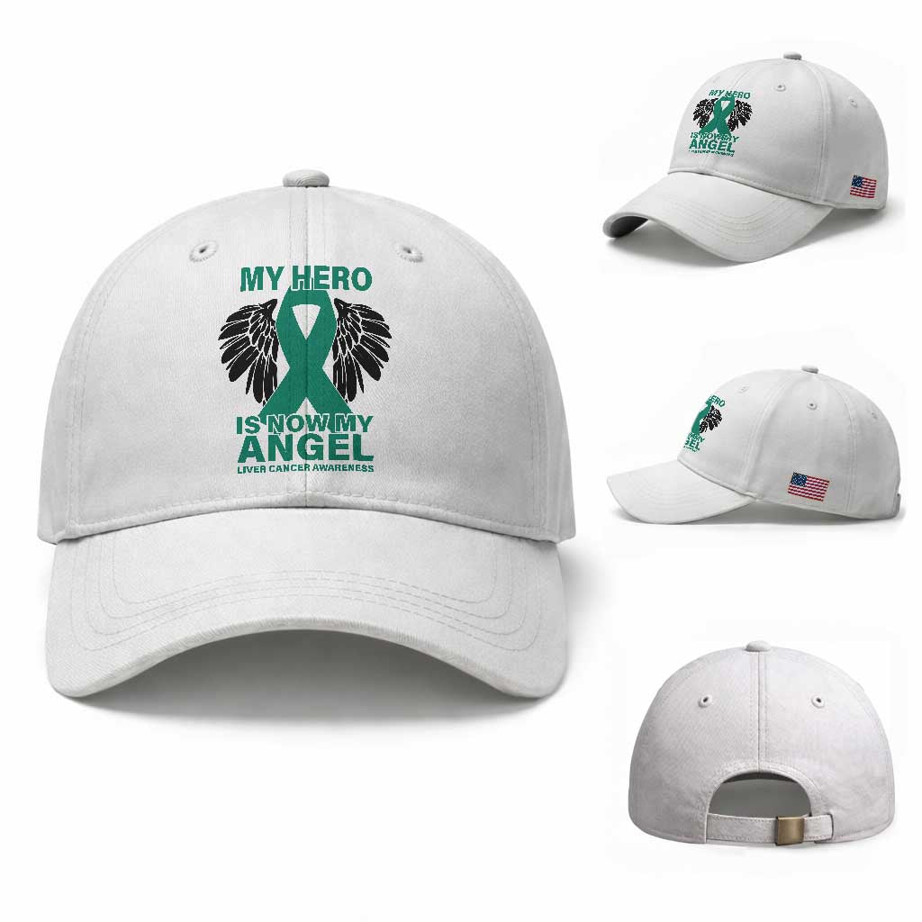 Liver Cancer Awareness Memorial Gift Baseball Cap My Hero Is Now My Angel