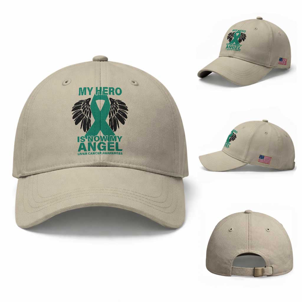 Liver Cancer Awareness Memorial Gift Baseball Cap My Hero Is Now My Angel