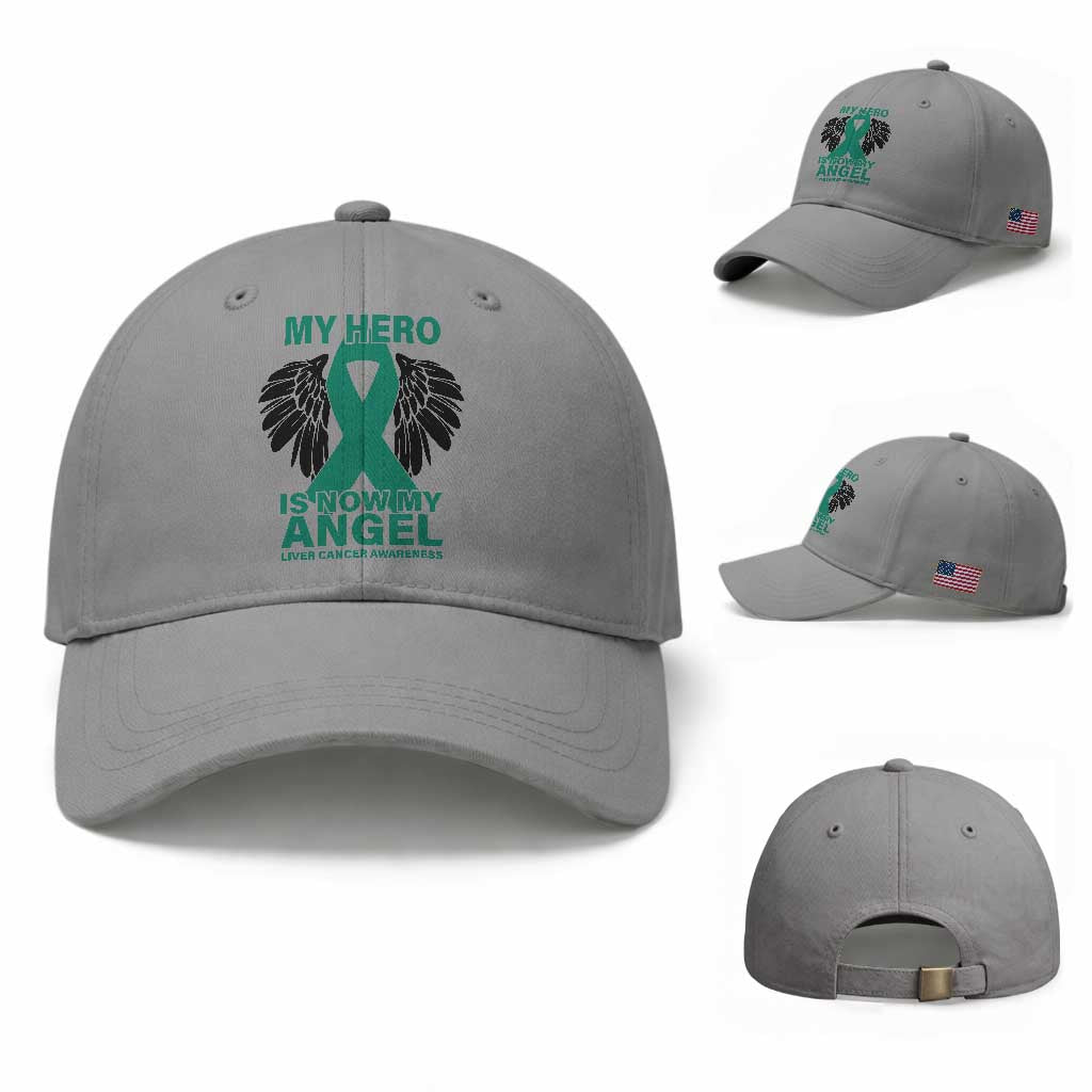 Liver Cancer Awareness Memorial Gift Baseball Cap My Hero Is Now My Angel
