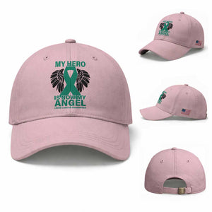 Liver Cancer Awareness Memorial Gift Baseball Cap My Hero Is Now My Angel