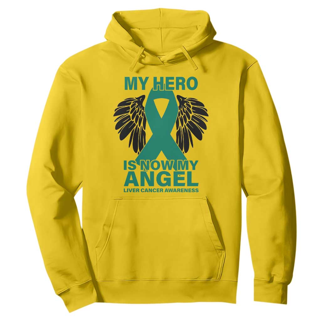 Liver Cancer Awareness Memorial Gift Hoodie My Hero Is Now My Angel