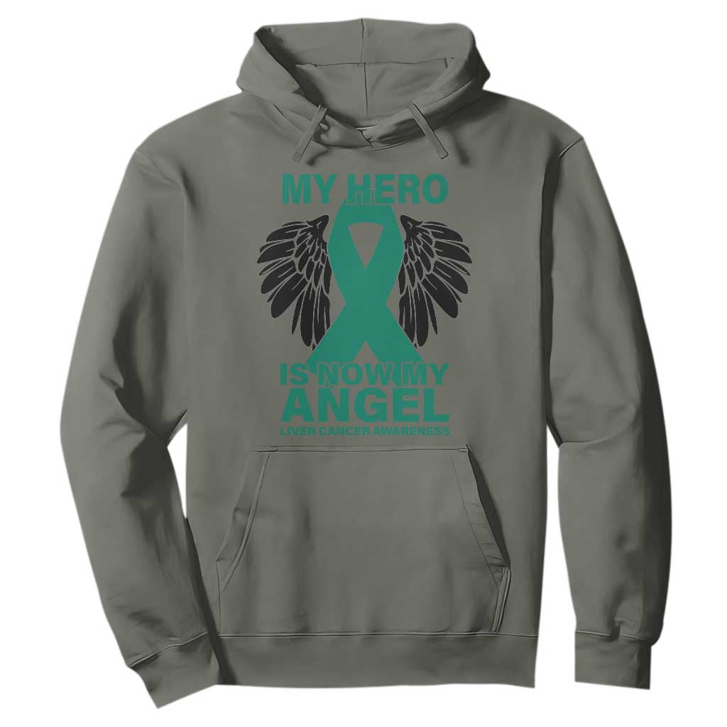 Liver Cancer Awareness Memorial Gift Hoodie My Hero Is Now My Angel