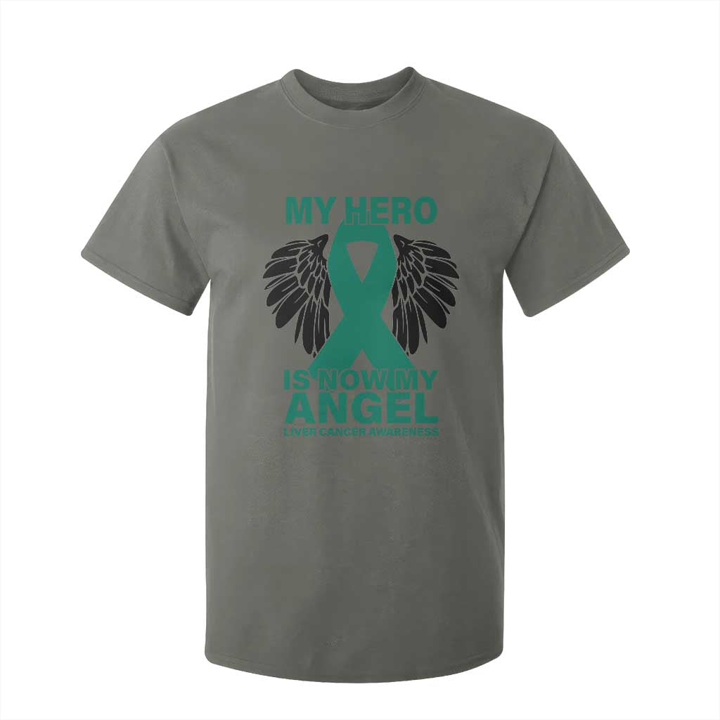 Liver Cancer Awareness Memorial Gift T Shirt For Kid My Hero Is Now My Angel