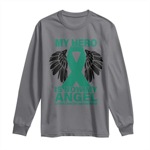 Liver Cancer Awareness Memorial Gift Long Sleeve Shirt My Hero Is Now My Angel