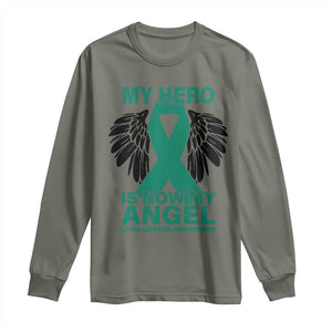 Liver Cancer Awareness Memorial Gift Long Sleeve Shirt My Hero Is Now My Angel