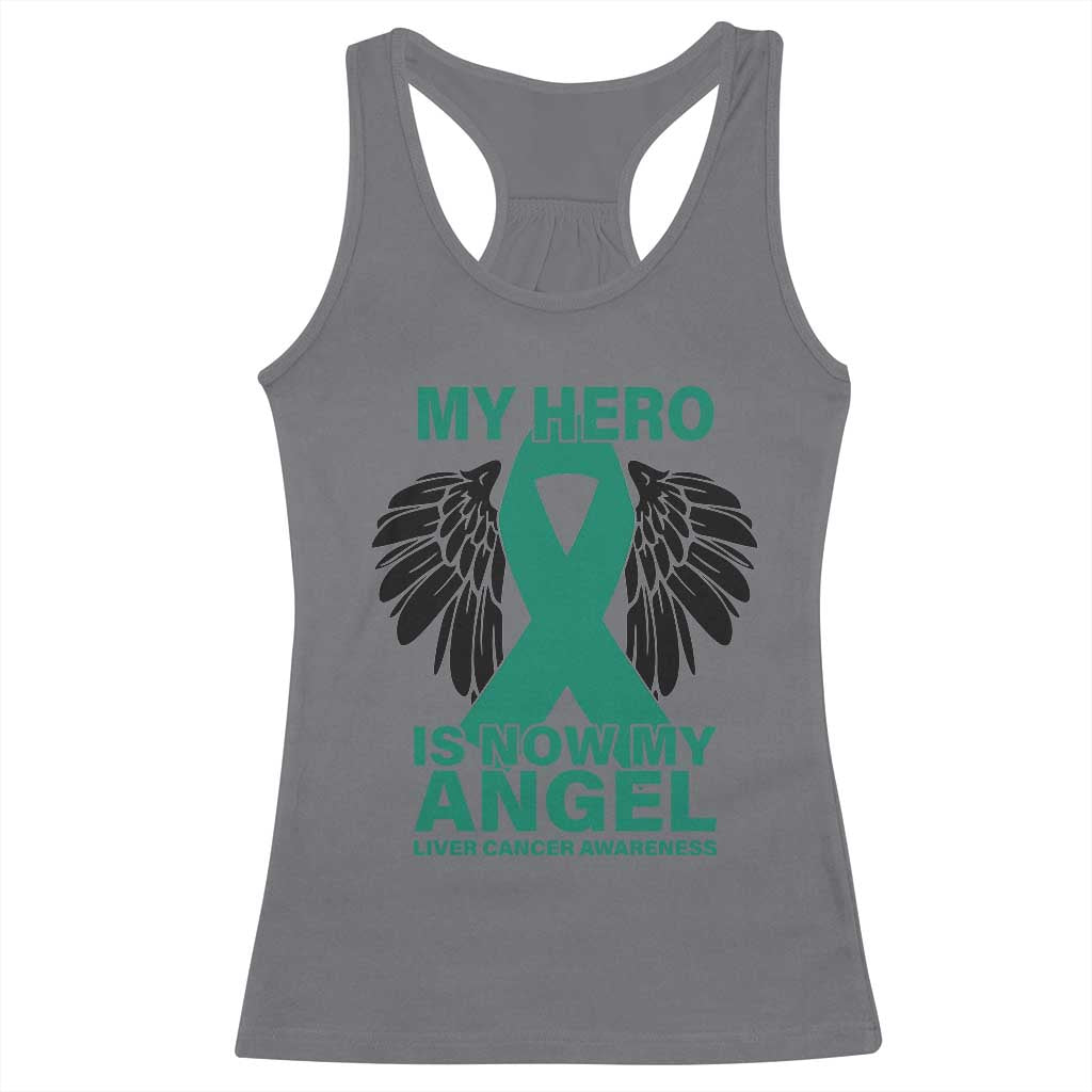 Liver Cancer Awareness Memorial Gift Racerback Tank Top My Hero Is Now My Angel