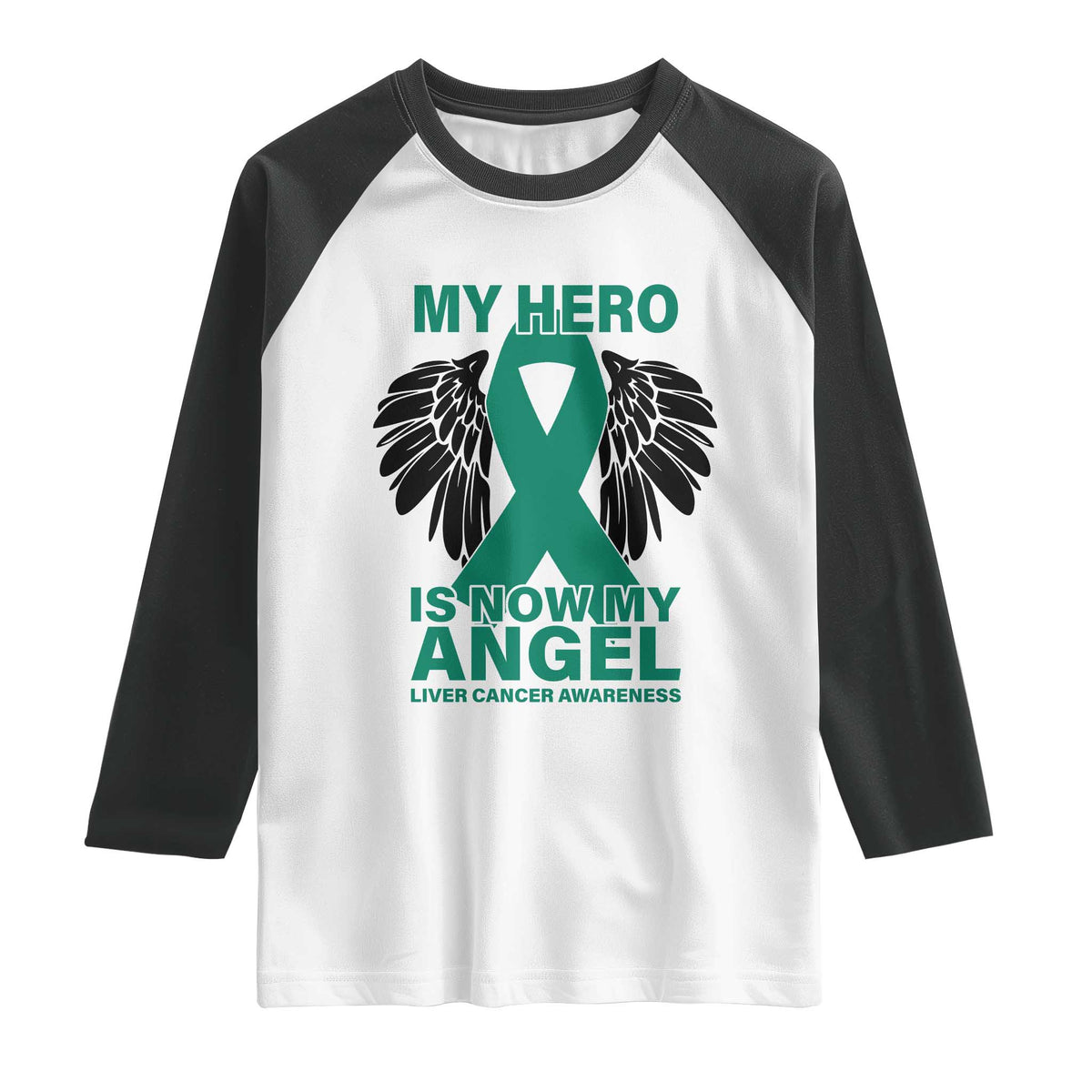 Liver Cancer Awareness Memorial Gift Raglan Shirt My Hero Is Now My Angel