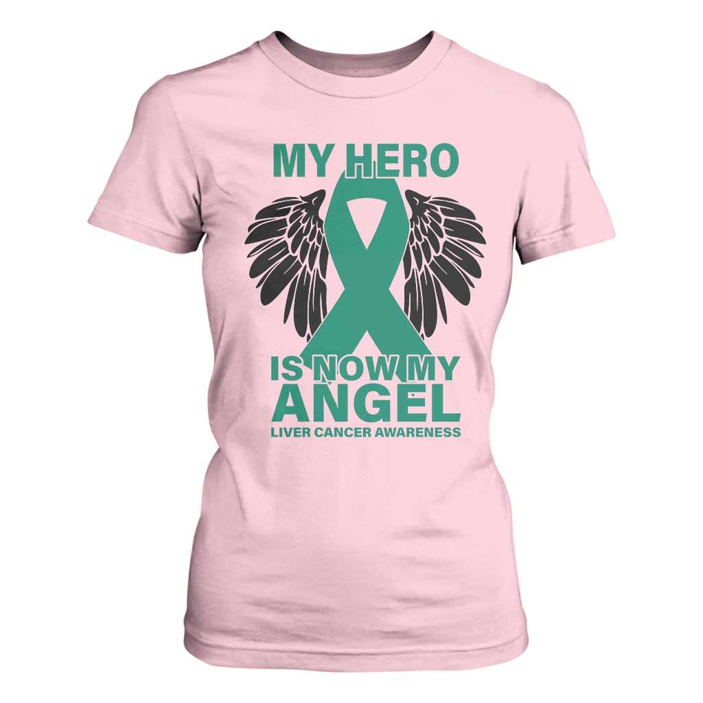 Liver Cancer Awareness Memorial Gift T Shirt For Women My Hero Is Now My Angel
