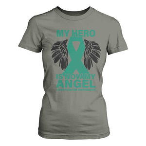 Liver Cancer Awareness Memorial Gift T Shirt For Women My Hero Is Now My Angel