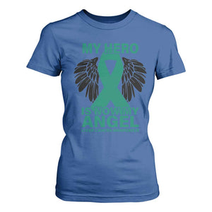 Liver Cancer Awareness Memorial Gift T Shirt For Women My Hero Is Now My Angel