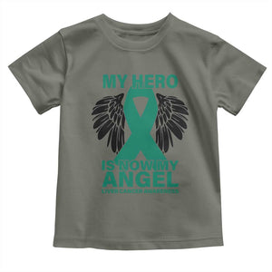 Liver Cancer Awareness Memorial Gift Toddler T Shirt My Hero Is Now My Angel