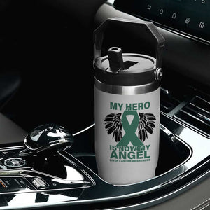 Liver Cancer Awareness Memorial Gift Flip Straw Tumbler My Hero Is Now My Angel