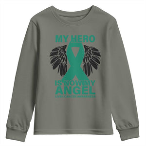 Liver Cancer Awareness Memorial Gift Youth Sweatshirt My Hero Is Now My Angel