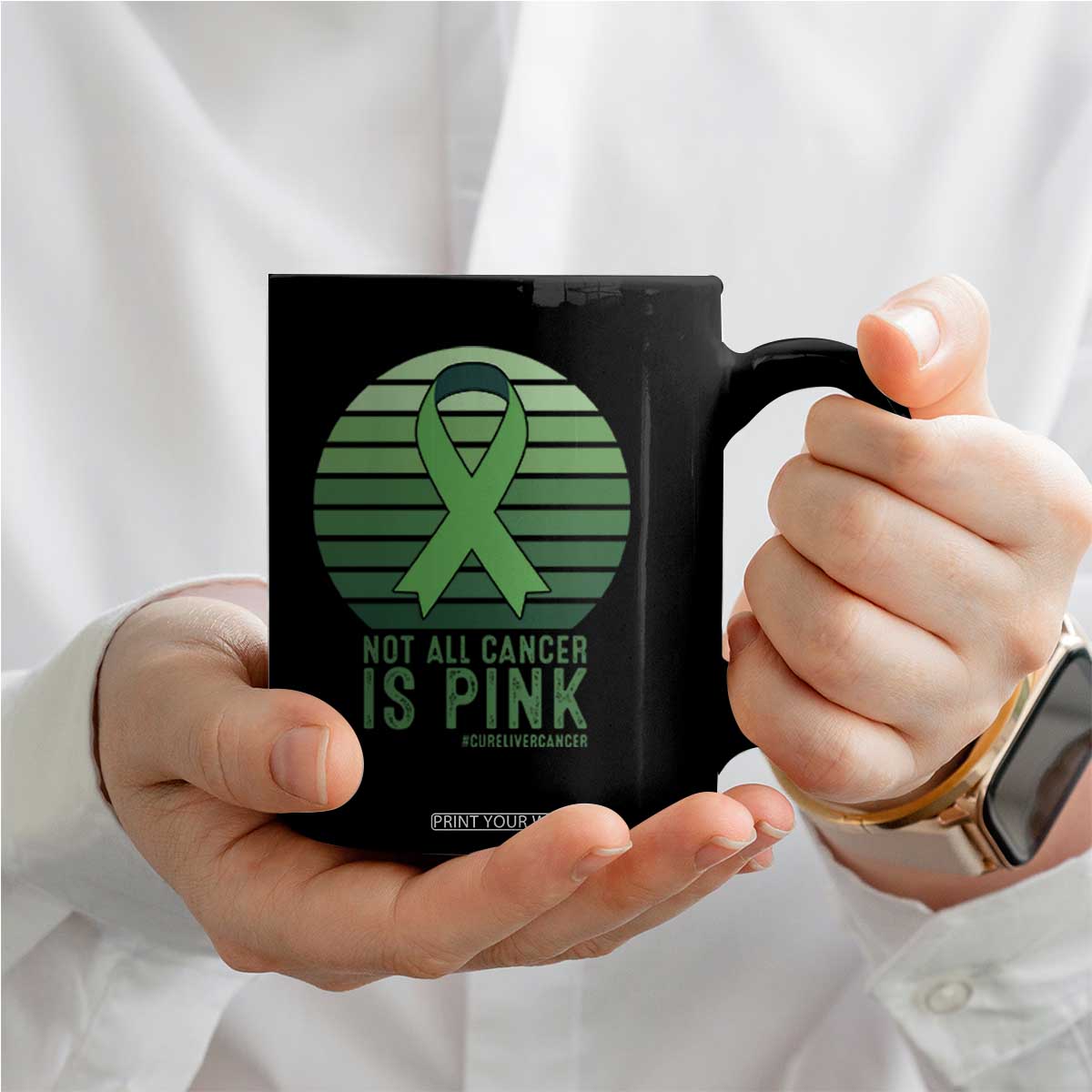 Liver Cancer Awareness Coffee Mug Not All Cancer Is Pink Ribbon Support Gift