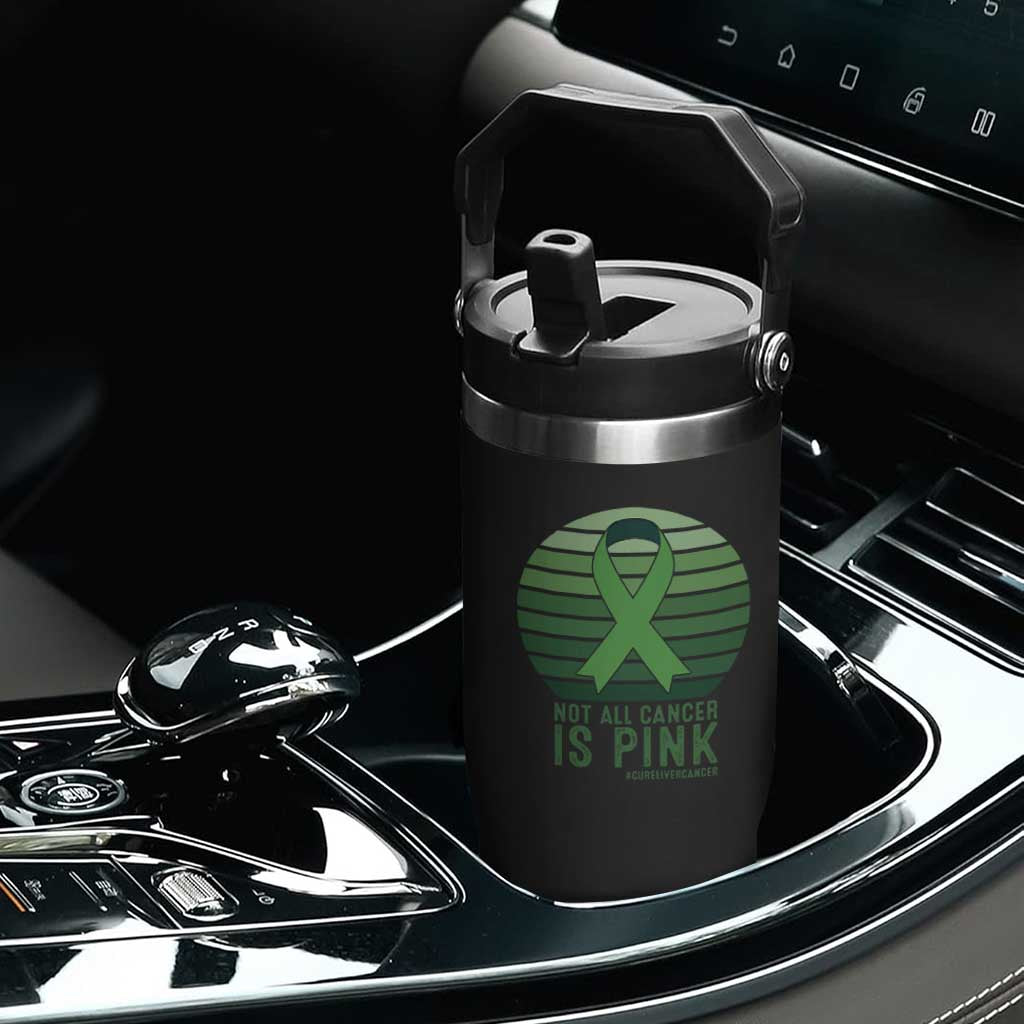 Liver Cancer Awareness Flip Straw Tumbler Not All Cancer Is Pink Ribbon Support Gift