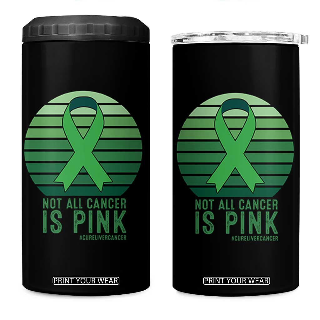 Liver Cancer Awareness 4 in 1 Can Cooler Tumbler Not All Cancer Is Pink Ribbon Support Gift