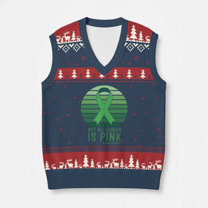Liver Cancer Awareness V-Neck Knit Sweater Vest Not All Cancer Is Pink Ribbon Support Gift