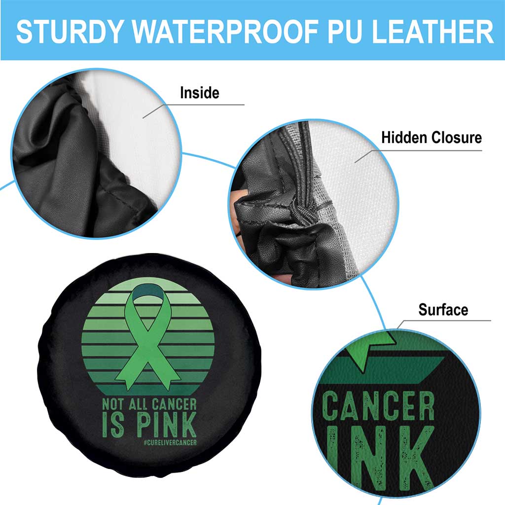 Liver Cancer Awareness Spare Tire Cover Not All Cancer Is Pink Ribbon Support Gift