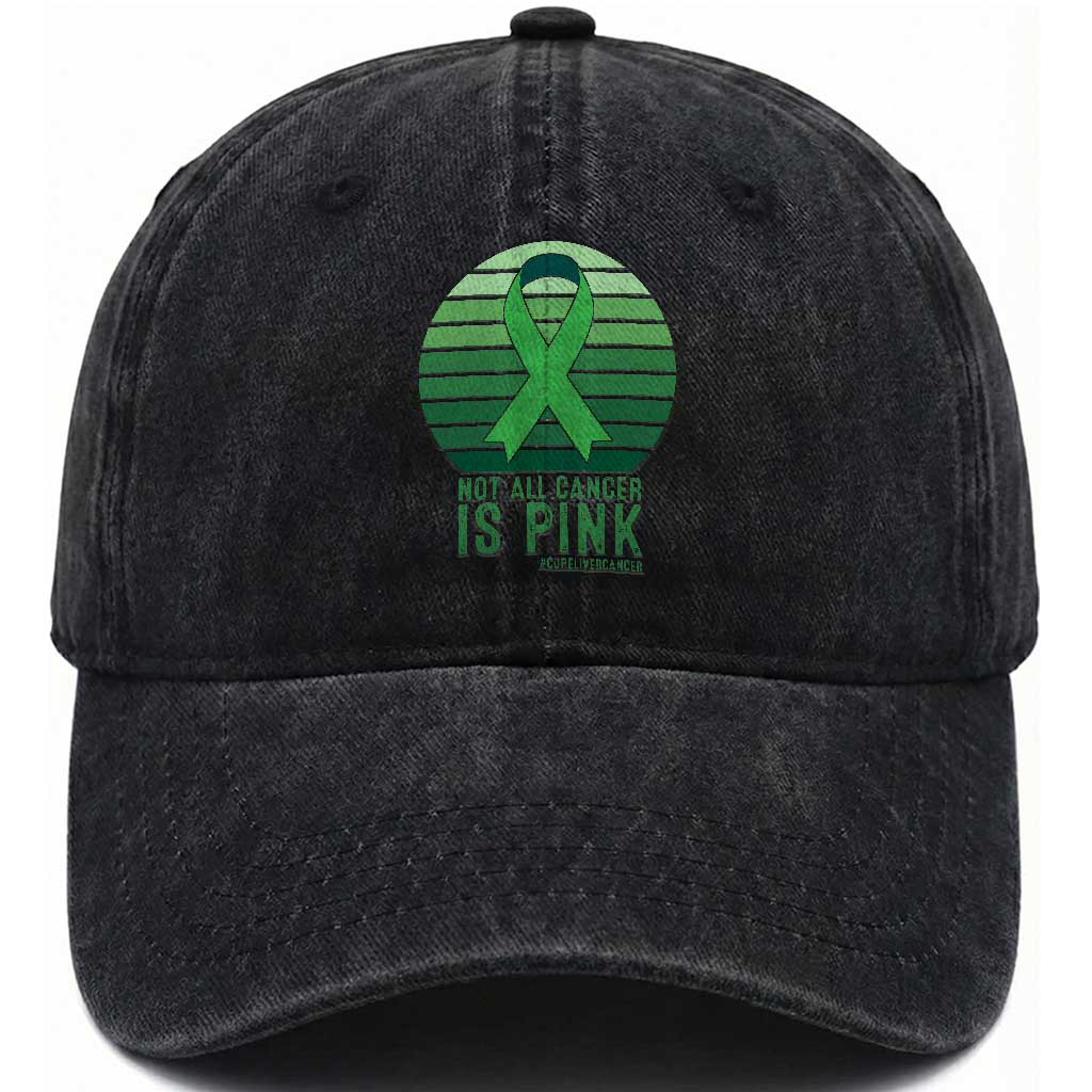 Liver Cancer Awareness Washed Cotton Baseball Cap Not All Cancer Is Pink Ribbon Support Gift
