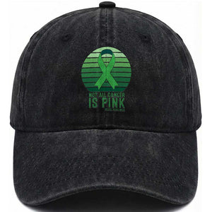 Liver Cancer Awareness Washed Cotton Baseball Cap Not All Cancer Is Pink Ribbon Support Gift