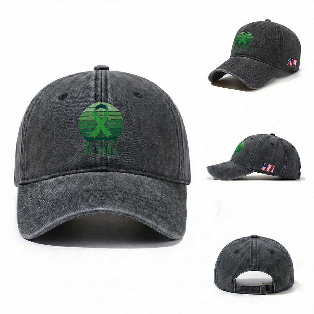 Liver Cancer Awareness Washed Cotton Baseball Cap Not All Cancer Is Pink Ribbon Support Gift