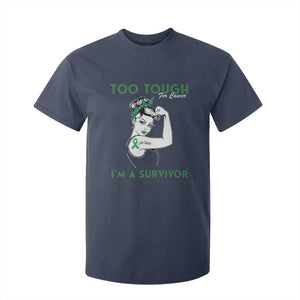 Liver Cancer Warrior Woman Gift T Shirt For Kid Too Tough For Cancer Im A Survivor