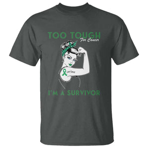Liver Cancer Warrior Woman Gift T Shirt Too Tough For Cancer Im A Survivor