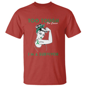 Liver Cancer Warrior Woman Gift T Shirt Too Tough For Cancer Im A Survivor