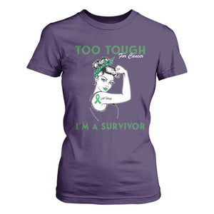 Liver Cancer Warrior Woman Gift T Shirt For Women Too Tough For Cancer Im A Survivor