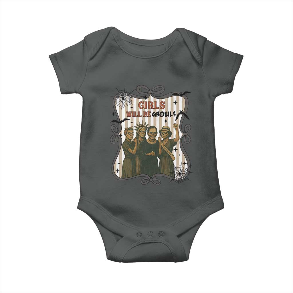 Halloween Feminist Baby Onesie Girls Will Be Ghouls Women Empowerment TS12 Dark Heather Print Your Wear