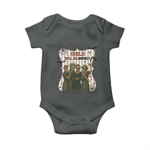 Halloween Feminist Baby Onesie Girls Will Be Ghouls Women Empowerment TS12 Dark Heather Print Your Wear