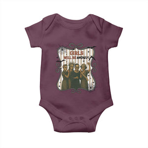 Halloween Feminist Baby Onesie Girls Will Be Ghouls Women Empowerment TS12 Maroon Print Your Wear