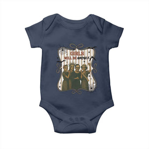 Halloween Feminist Baby Onesie Girls Will Be Ghouls Women Empowerment TS12 Navy Print Your Wear