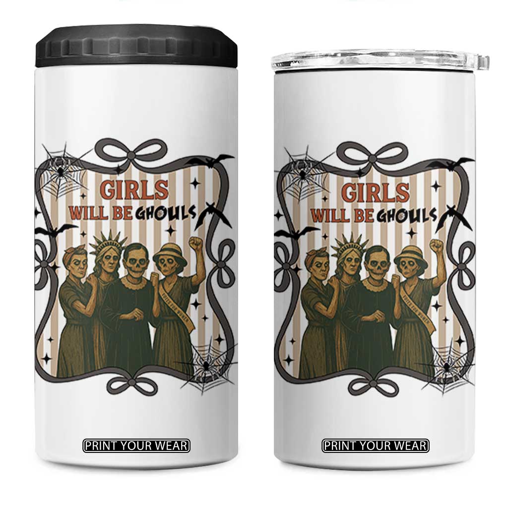 Halloween Feminist 4 in 1 Can Cooler Tumbler Girls Will Be Ghouls Women Empowerment TS12 One Size: 16 oz White Print Your Wear
