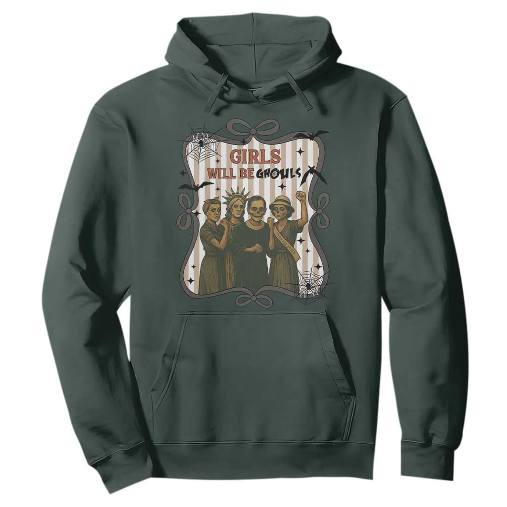 Halloween Feminist Hoodie Girls Will Be Ghouls Women Empowerment TS12 Dark Forest Green Print Your Wear