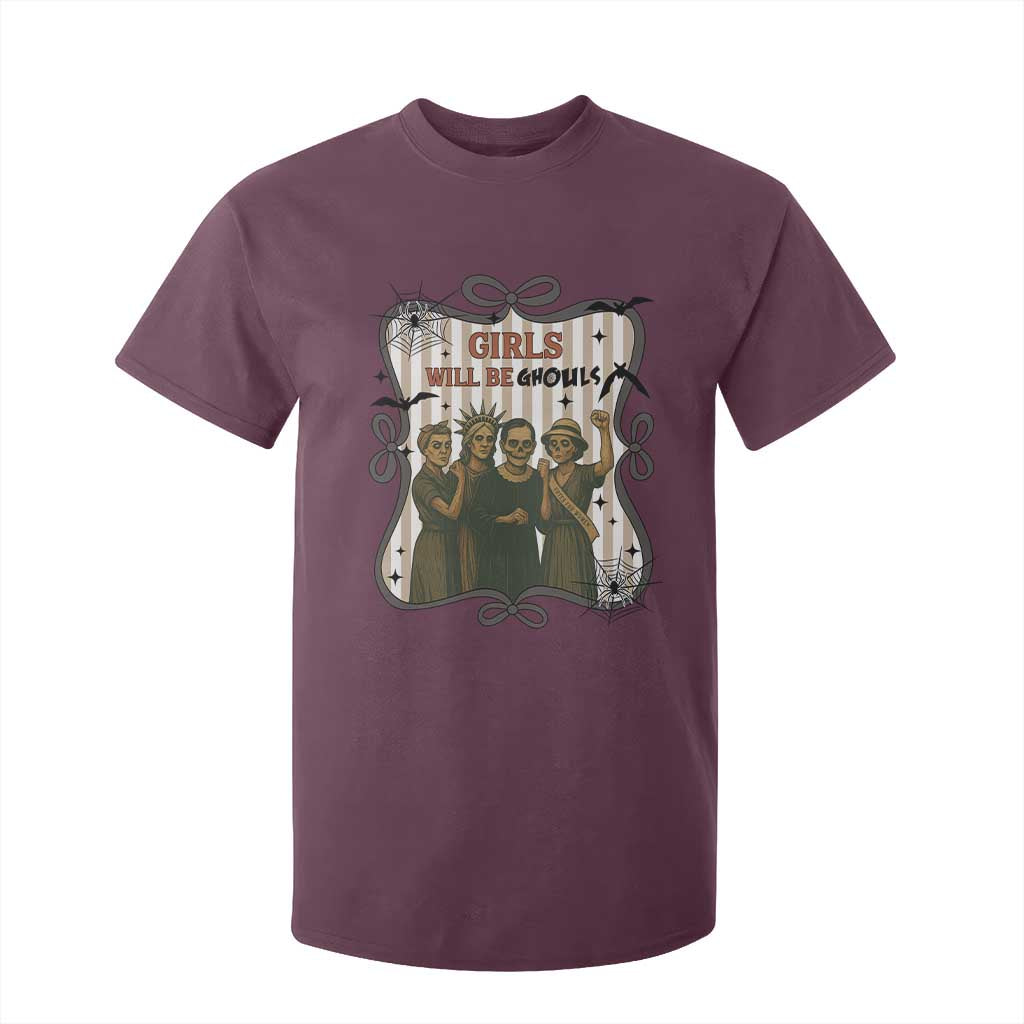 Halloween Feminist T Shirt For Kid Girls Will Be Ghouls Women Empowerment TS12 Maroon Print Your Wear