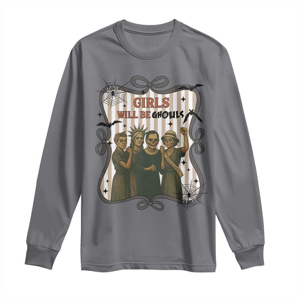 Halloween Feminist Long Sleeve Shirt Girls Will Be Ghouls Women Empowerment TS12 Charcoal Print Your Wear