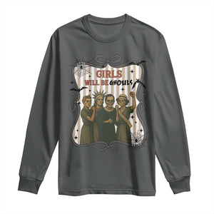 Halloween Feminist Long Sleeve Shirt Girls Will Be Ghouls Women Empowerment TS12 Dark Heather Print Your Wear